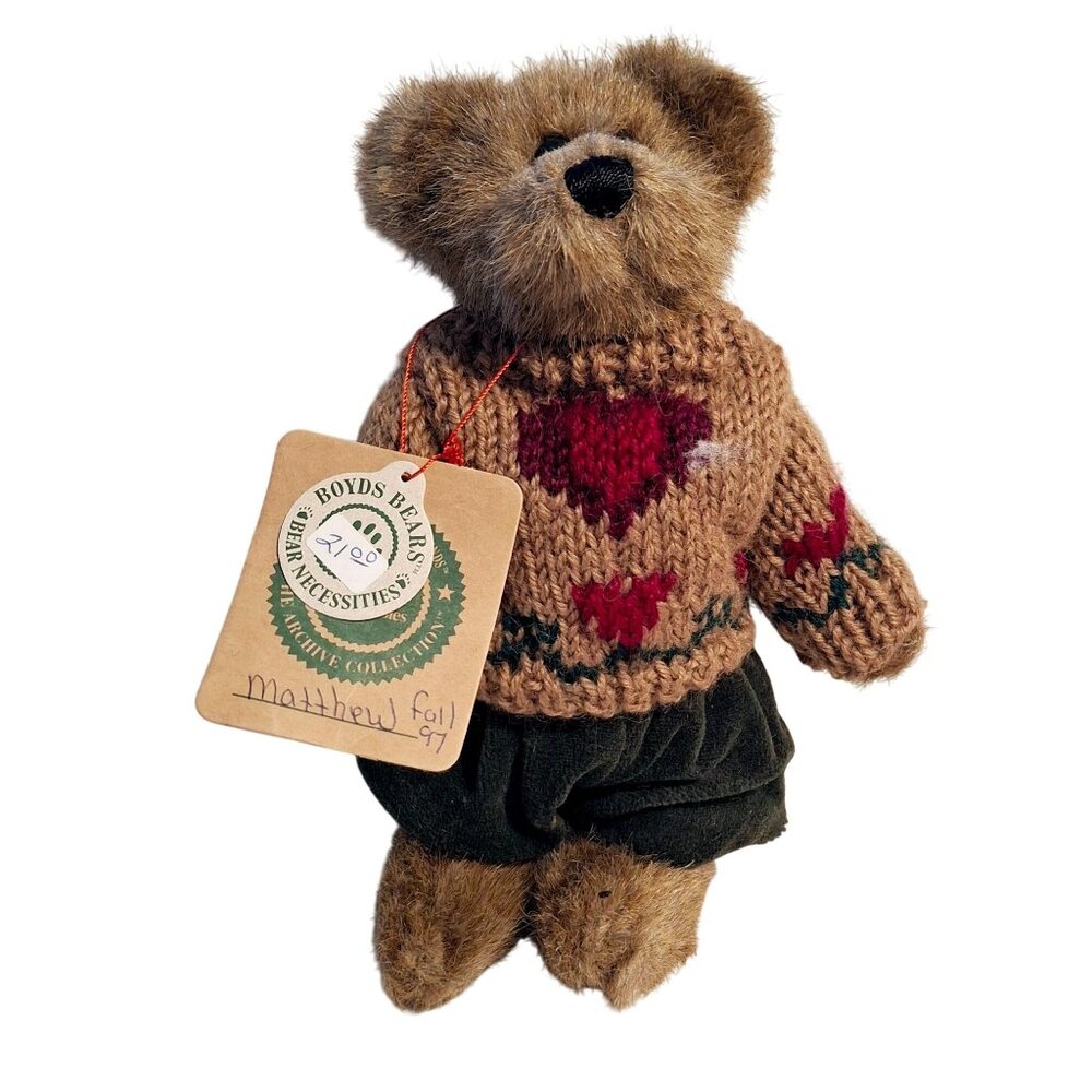 Boyds Bears & Friends Matthew Fall 1997 Archive Collection Plush Teddy Bear W/ K